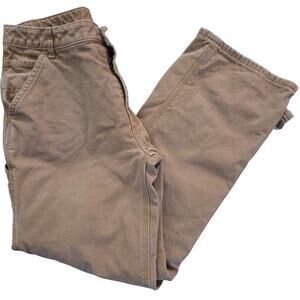 Carhartt canvas dungaree flannel-lined carpenter jeans size 14 brown